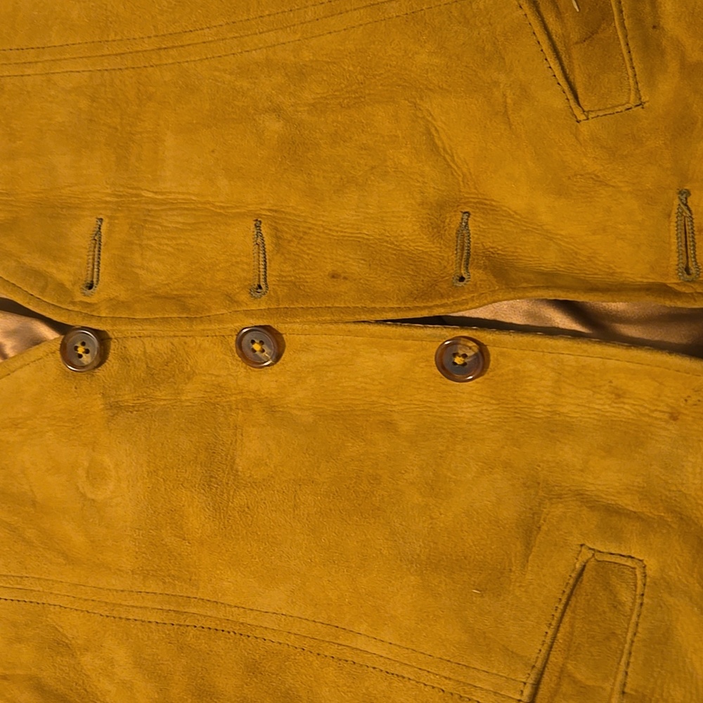 Vintage 1980s LL Bean Pig Suede Leather Work Lined Vest M - Picture 3 of 13